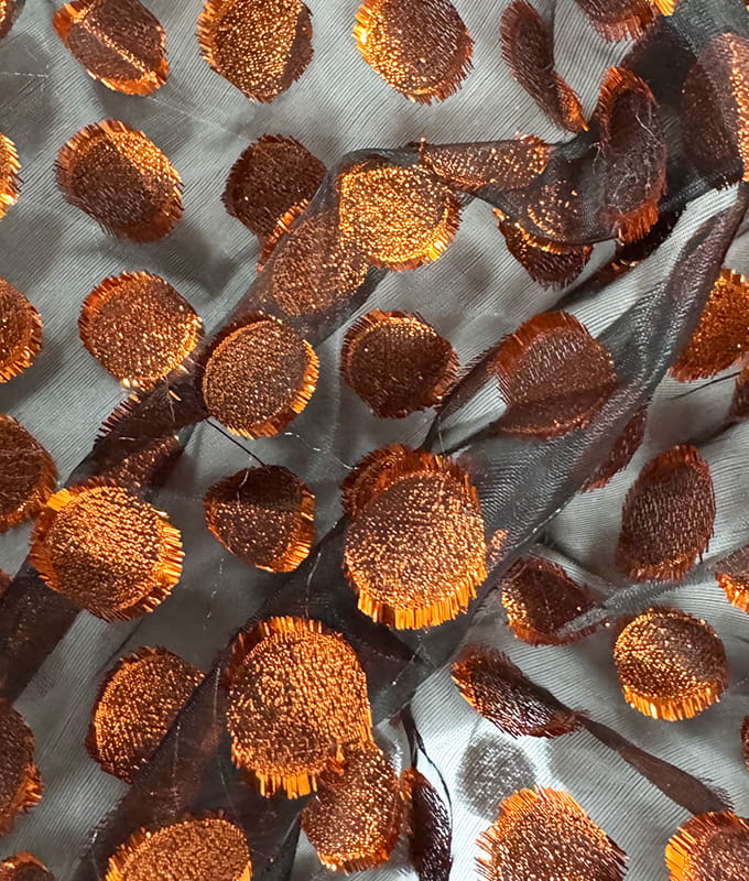 铜色圆点透明亮片提花面料